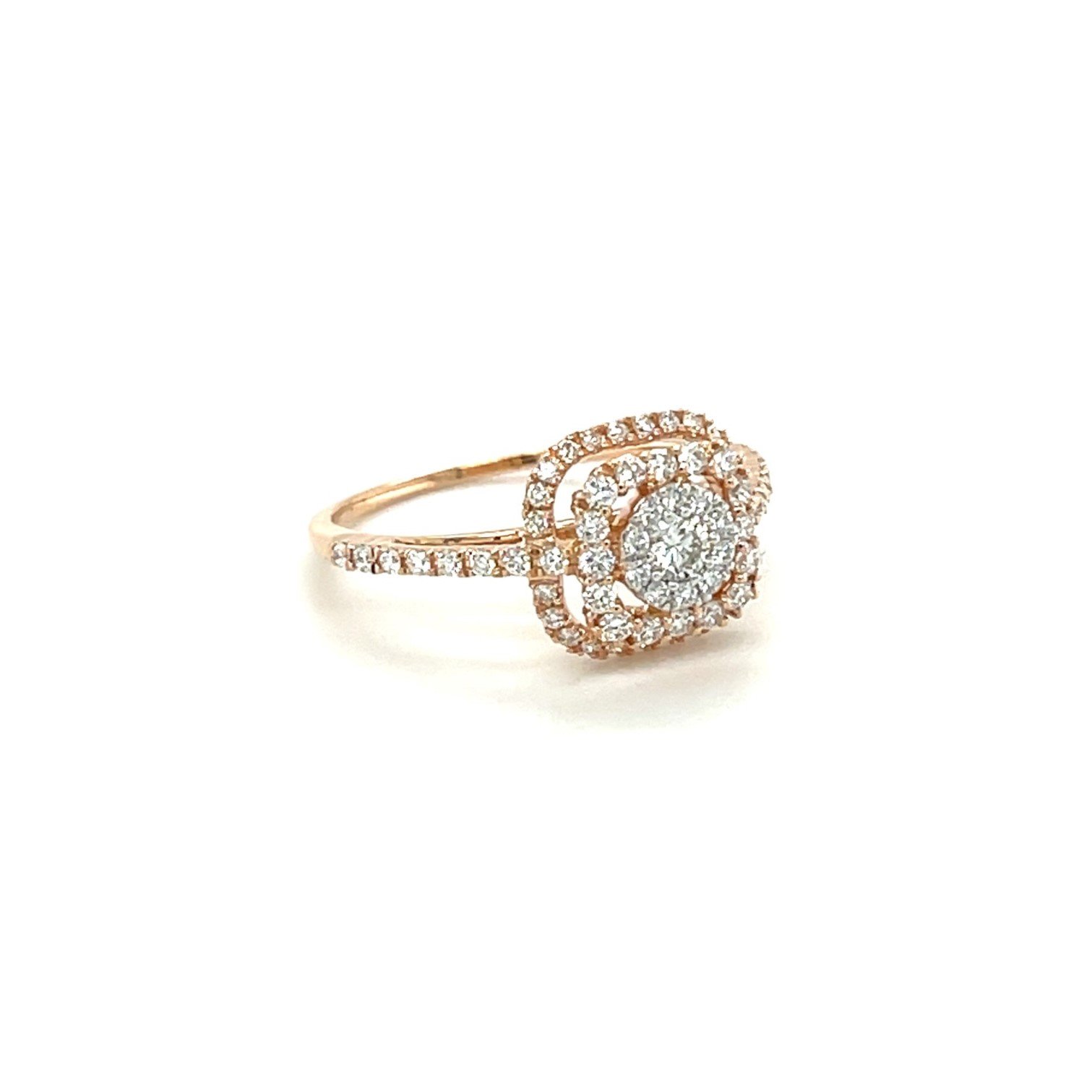 Elegant Double Halo Diamond Engagement Ring in Rose Gold